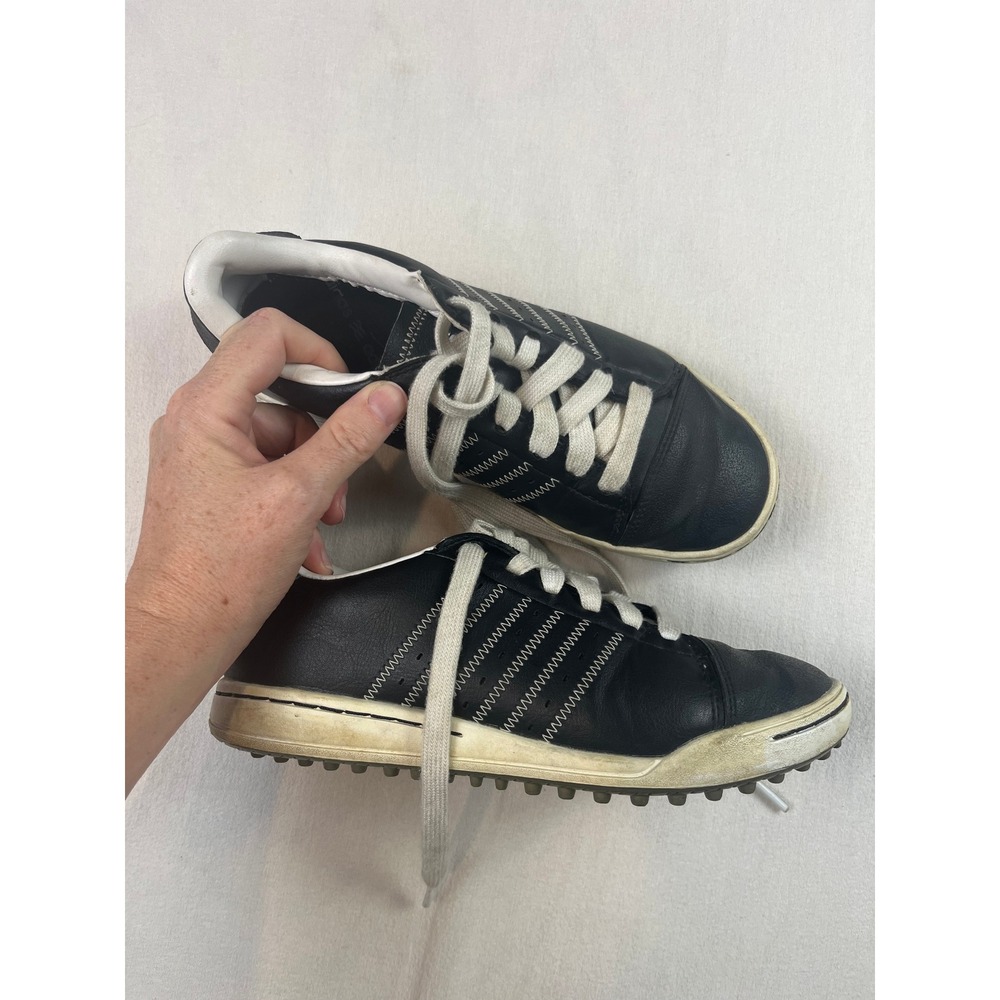 Adidas Kids Black White Leather Zig Zag Stitch Low Top Sneakers G75572 Size 4Y
